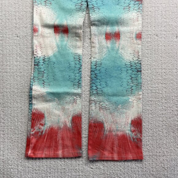 Y2K Just Cavalli Boot Cut Pants Psychedelic Reptile Skin Color AOP Wom Sz 27/41 - Picture 12 of 13